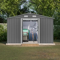 Spacious All-Weather 10x8 Galvanized Steel Storage Shed with Sliding Doors