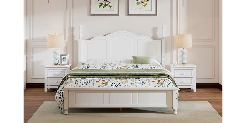 Streamdale Retro Style Queen Wood Bed Frame with Slat Support