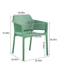 Streamdale Furniture 3 piece plastic arm chair Bistro Grs Premium Ocean Plastic, Green