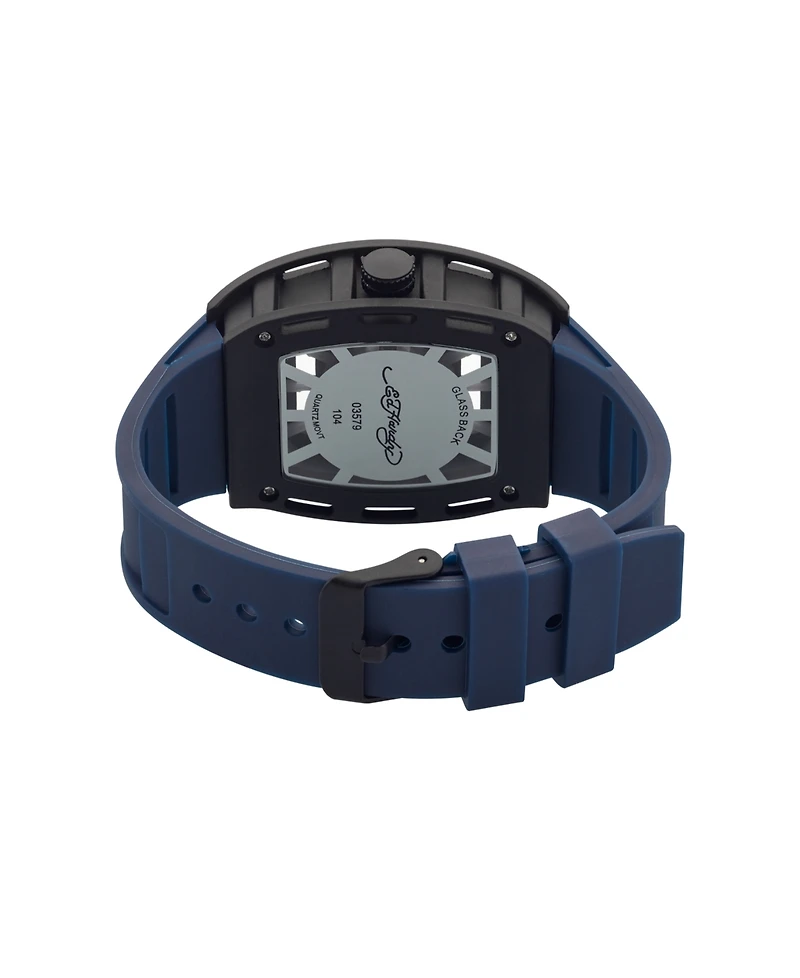 Ed Hardy Men's Navy Thermoplastic Polyurethane Strap Analog Watch 43.7mm