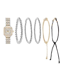American Exchange Women's Shiny Silver or Gold Metal Alloy Band Analog Watch 26mm Gift Set