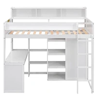Streamdale Wood Twin Loft Bed With Multiple Storage Shelves And Wardrobe