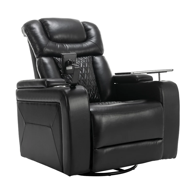 Simplie Fun Power Recliner with Swivel, Tray Table, Phone Holder