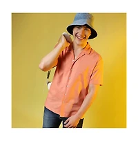 Campus Sutra Men's Tangarine Orange Heathered Shirt