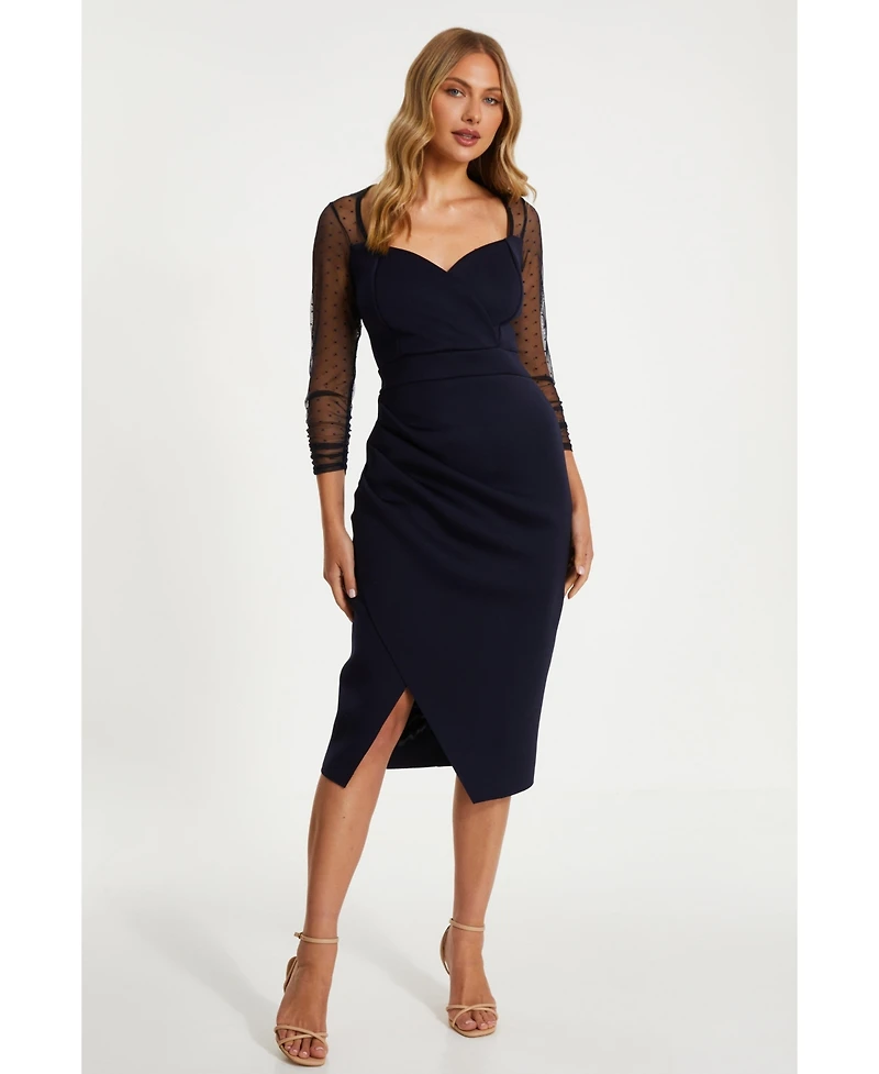 Quiz Women's Scuba Sweetheart Bodycon Midi Dress