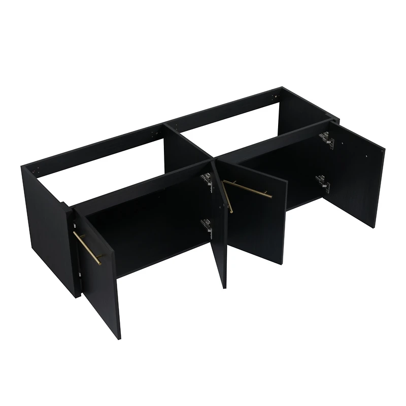 60 Inch Wall-mounted Bathroom Vanity (Only the Cabinet Body, No Top Sink