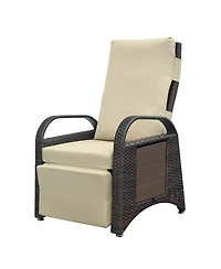 Pe Wicker Outdoor Recliner Chair with Soft Cushion