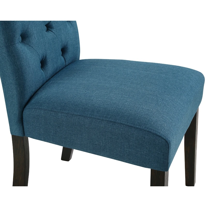 Streamdale Furniture Wood Tufted Asons Dining Chair, Set of 2, Blue
