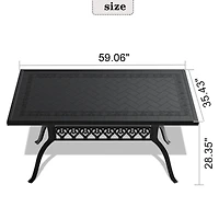 Streamdale Elegant Black Aluminum Table with 160lbs Capacity, 35.43"W x 56.06"L