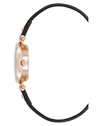 Anne Klein Women's Quartz Black Essential Leather and Rose Gold-Tone Alloy Metal Strap Watch, 26mm