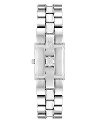 Anne Klein Women's Quartz Petite White Enamel Center Link Silver-Tone Alloy Metal Bracelet Watch, 17.5mm