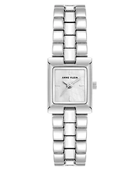 Anne Klein Women's Quartz Petite White Enamel Center Link Silver-Tone Alloy Metal Bracelet Watch, 17.5mm