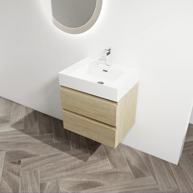 Streamdale 24" Wood Grain Vanity w/ Resin Sink & Soft-Close Drawers