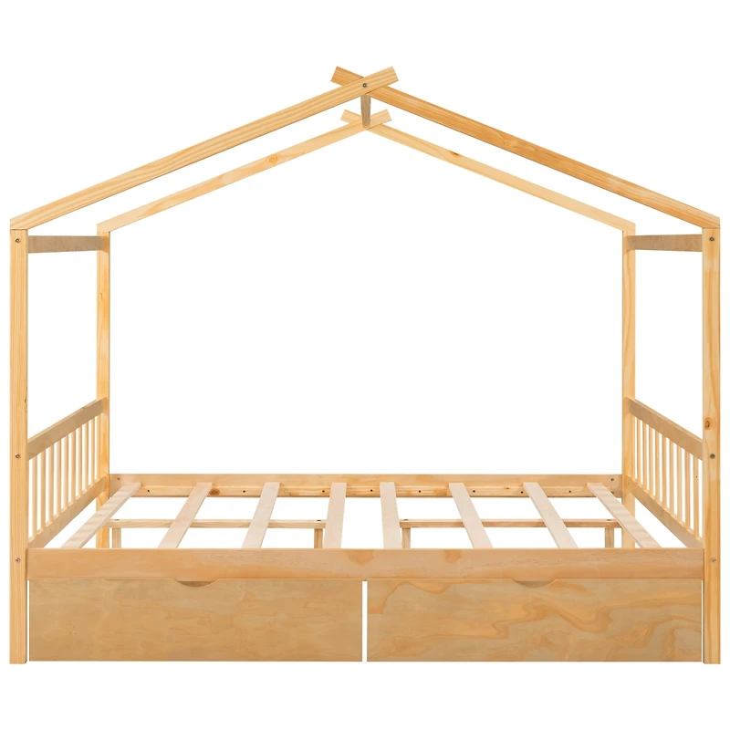 Streamdale Platform Bed with Drawers, Headboard, and Roof Design