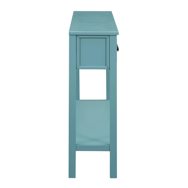 Simplie Fun Antique White Console Table with Drawers and Shelf, 60" Long