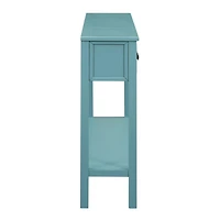 Simplie Fun Antique White Console Table with Drawers and Shelf, 60" Long