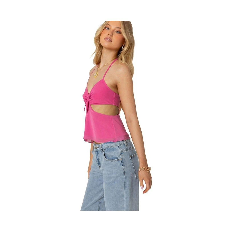 Edikted Duo cutout mesh halter top
