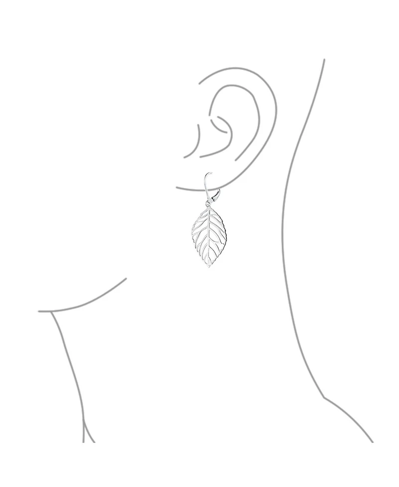 Bling Jewelry Tribal Nature Style Lightweight Open Leaf Feather Drop Dangle Lever back Earrings Sterling Silver