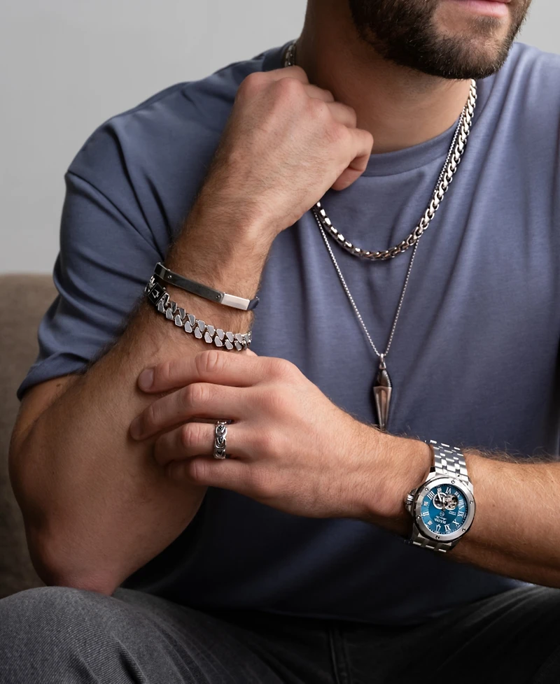 Bulova Marc Anthony Men's Polished Link 22" Chain Necklace in Sterling Silver-Plate, BVC1062-wsna