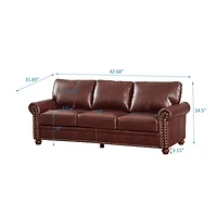 Streamdale Furniture Classic Living Room Nails Sofa Burgundy Faux Leather