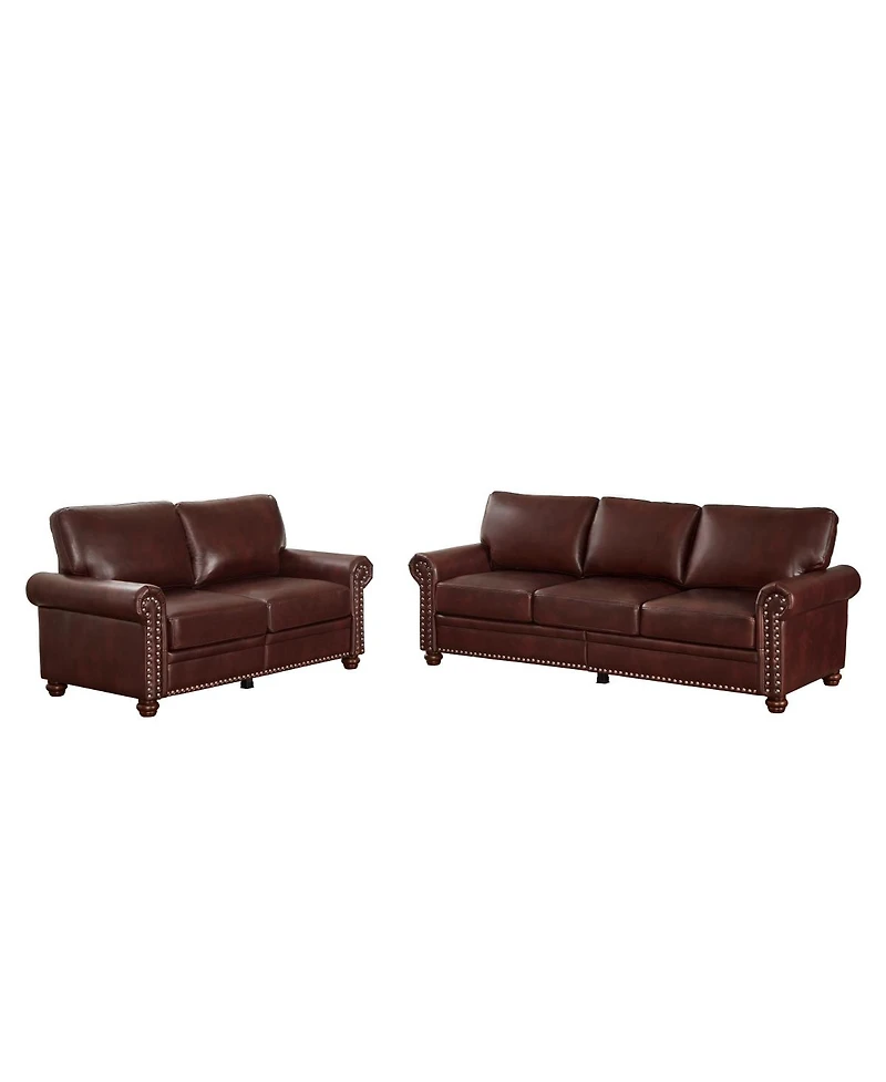 Streamdale Living Room Sofa With Storage Sofa 2+3 Sectional Burgundy Faux Leather