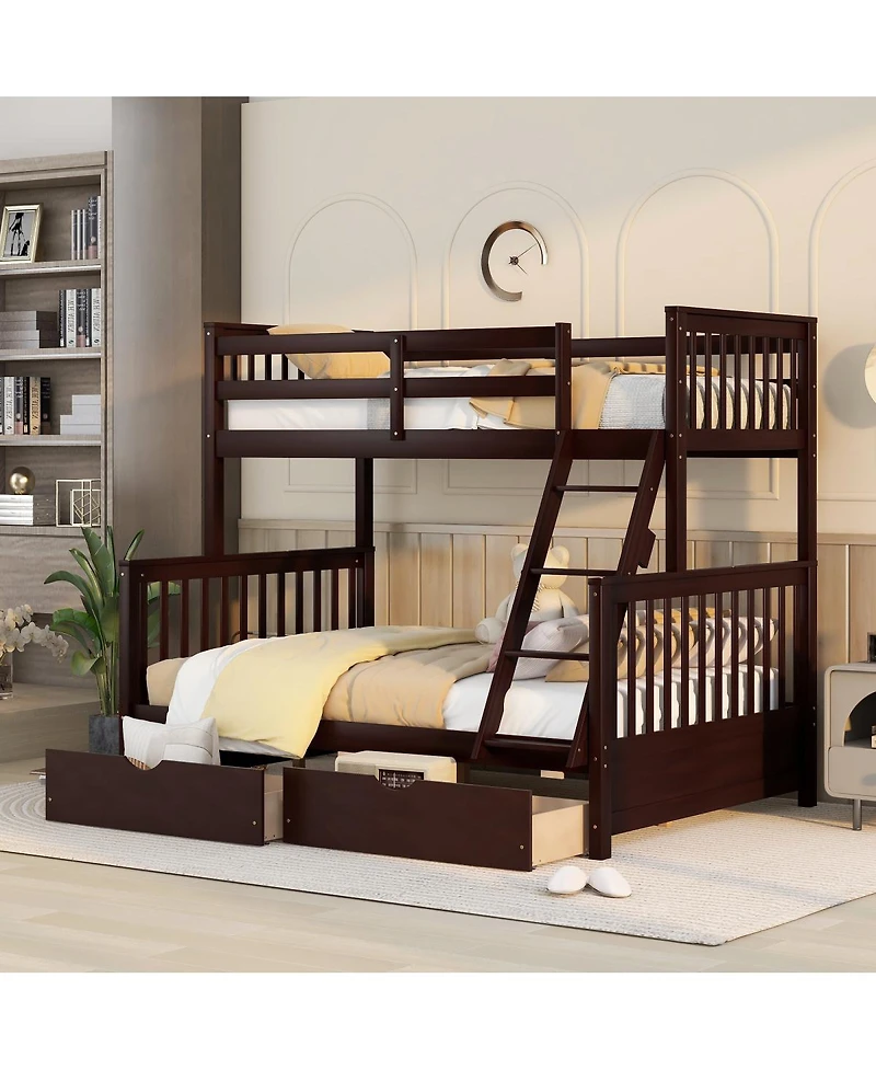 Streamdale Twin-Over-Full Bunk Bed With Ladders And Two Storage Drawers