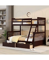 Streamdale Twin-Over-Full Bunk Bed With Ladders And Two Storage Drawers