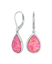 Bling Jewelry Created Opal Pear Shaped Simple Teardrop Dangle Earrings Sterling Silver Lever back