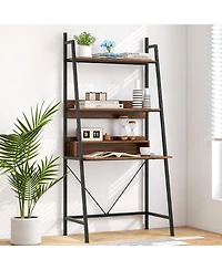 71in High Freestanding Laptop Desk with Open Shelves for Living Room Bedroom Study
