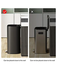 Streamdale Furniture 13 Gallon Stainless Steel Trash Can with Foot Pedal Operated Soft Close - Black