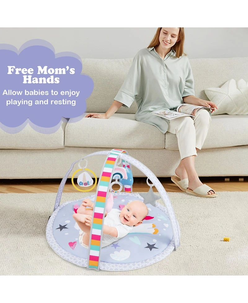 Givimo Baby Play Gym Mat 7-in-1 Tummy Time Activity Mat with 5 Detachable Toys