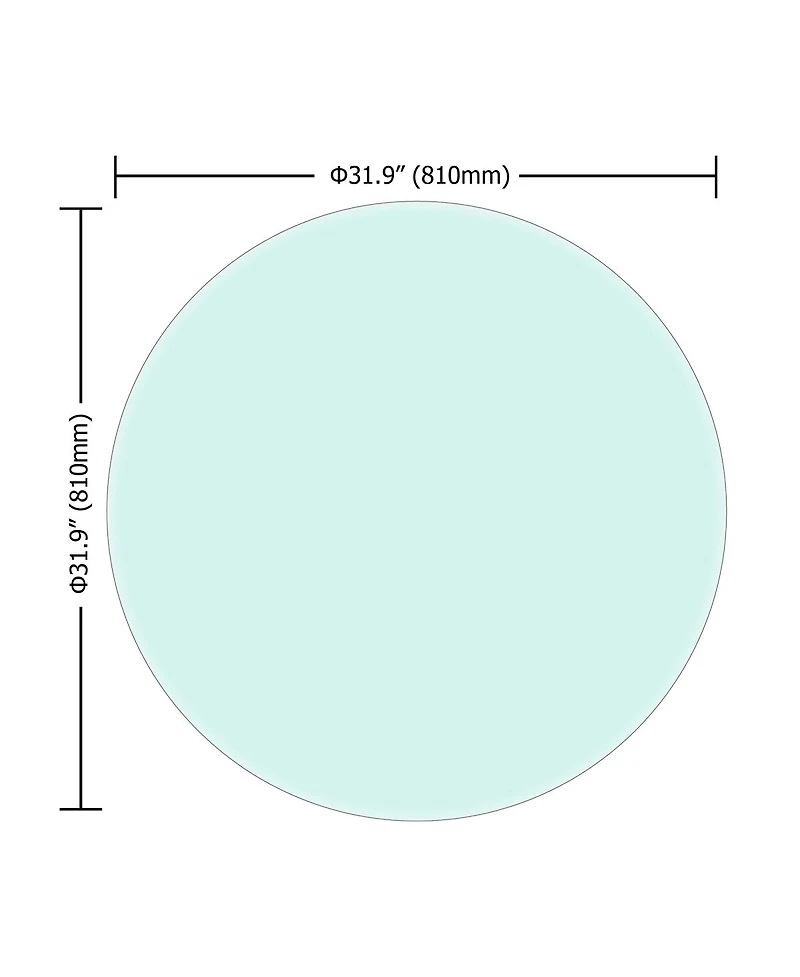 Streamdale Furniture 32 Inch Round Tempered Glass Table Top Clear Glass 3/8 Inch Thick Beveled Polished Edge