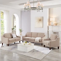 Simplie Fun Velvet Loveseat Sofa with Wooden Legs, Taupe