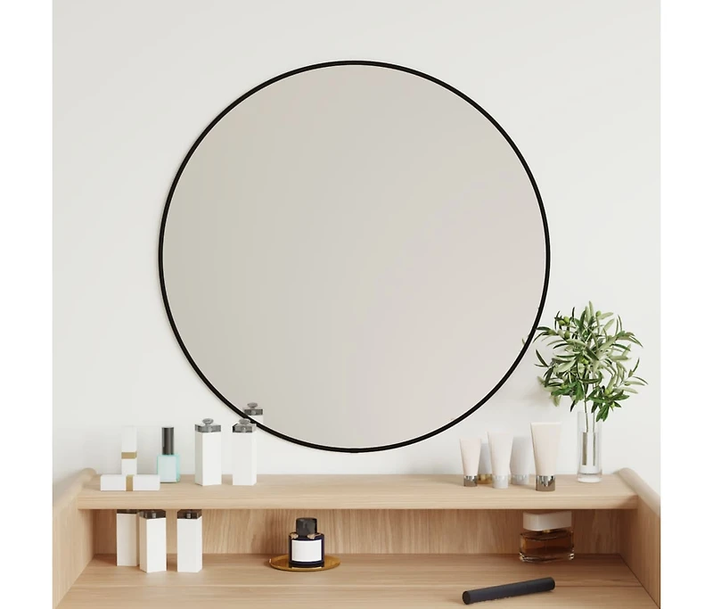 vidaXL Wall Mirror Black 23.6" Round