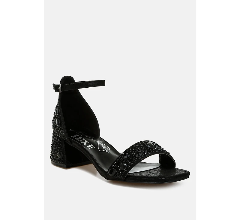 Nocturnal Rhinestone Embellished Shimmer Sandals