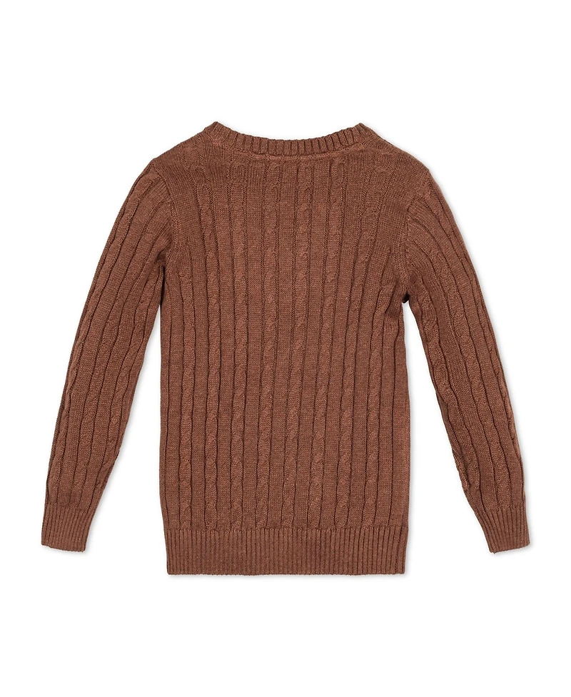 Hope & Henry Boys Organic Long Sleeve Fine Gauge Cable V-Neck Sweater