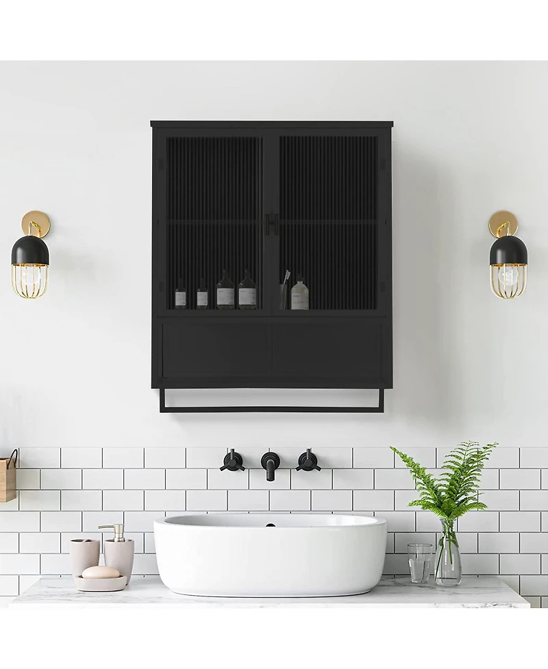 Streamdale 23.62" Glass Doors Modern Two-Door Wall Cabinet