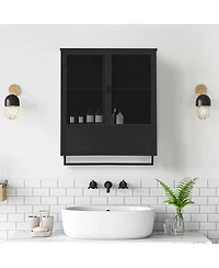 Streamdale 23.62" Glass Doors Modern Two-Door Wall Cabinet