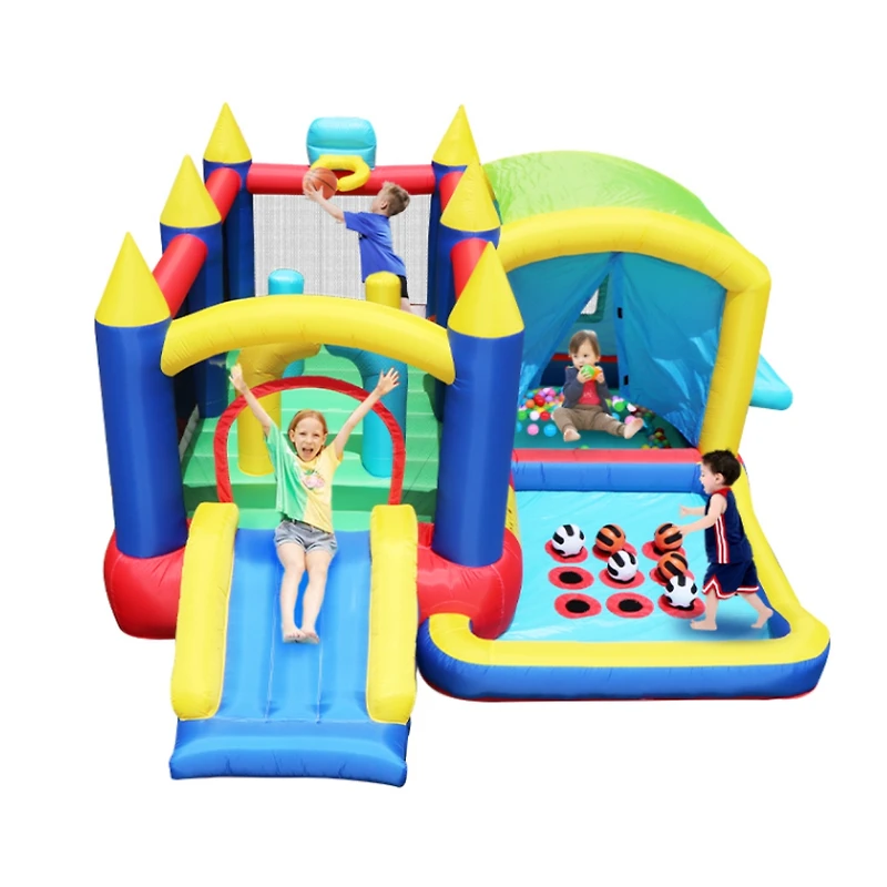 7-in-1 Inflatable Bouncy House with Ball Pit