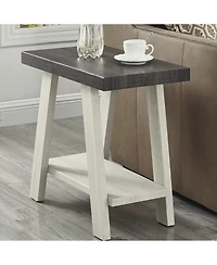 Streamdale Two-Tone Wood Shelf Side Table in Weathered Charcoal and Beige