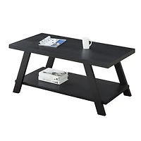 Streamdale Furniture Replicated Wood Shelf Coffee Table in Black Finish