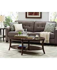 Streamdale Espresso Oval Coffee Table with Shelf