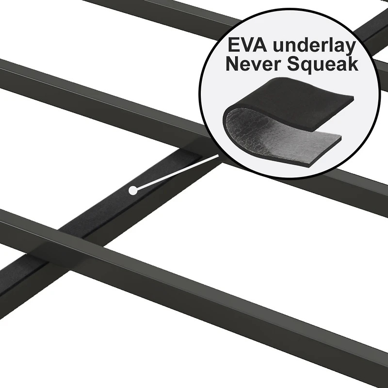 Simplie Fun Queen Size Bed Frame with Charging Station, Upholstered Headboard, Metal Platform, Grey