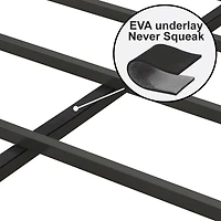 Simplie Fun Queen Size Bed Frame with Charging Station, Upholstered Headboard, Metal Platform, Grey