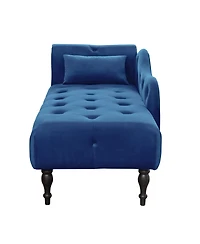 Simplie Fun Elegant Velvet Chaise Lounge with Tufted Buttons and Solid Wood Legs