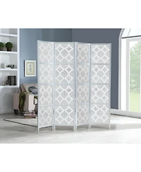 Streamdale Furniture Quarterfoil infused Diamond Design 4-Panel Room Divider, Silver