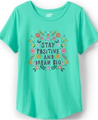Lands' End Girls Short Sleeve Curved Hem Graphic Tee Shirt