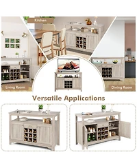 Sugift Server Buffet Sideboard With Wine Rack and Open Shelf