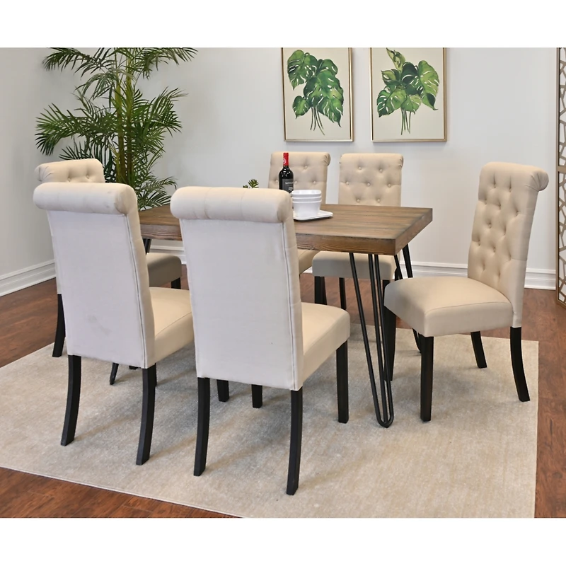 Streamdale Furniture 7-Piece Dining Set, Hairpin Dining Table with 6 Chairs, 4 Color Options