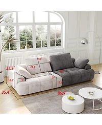 Streamdale Furniture 86.6" Oversized Beige & Gray Suede Sofa